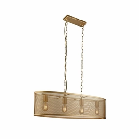 Searchlight Fishnet 4 Light Gold Oval Ceiling Pendant minimalist ceiling light