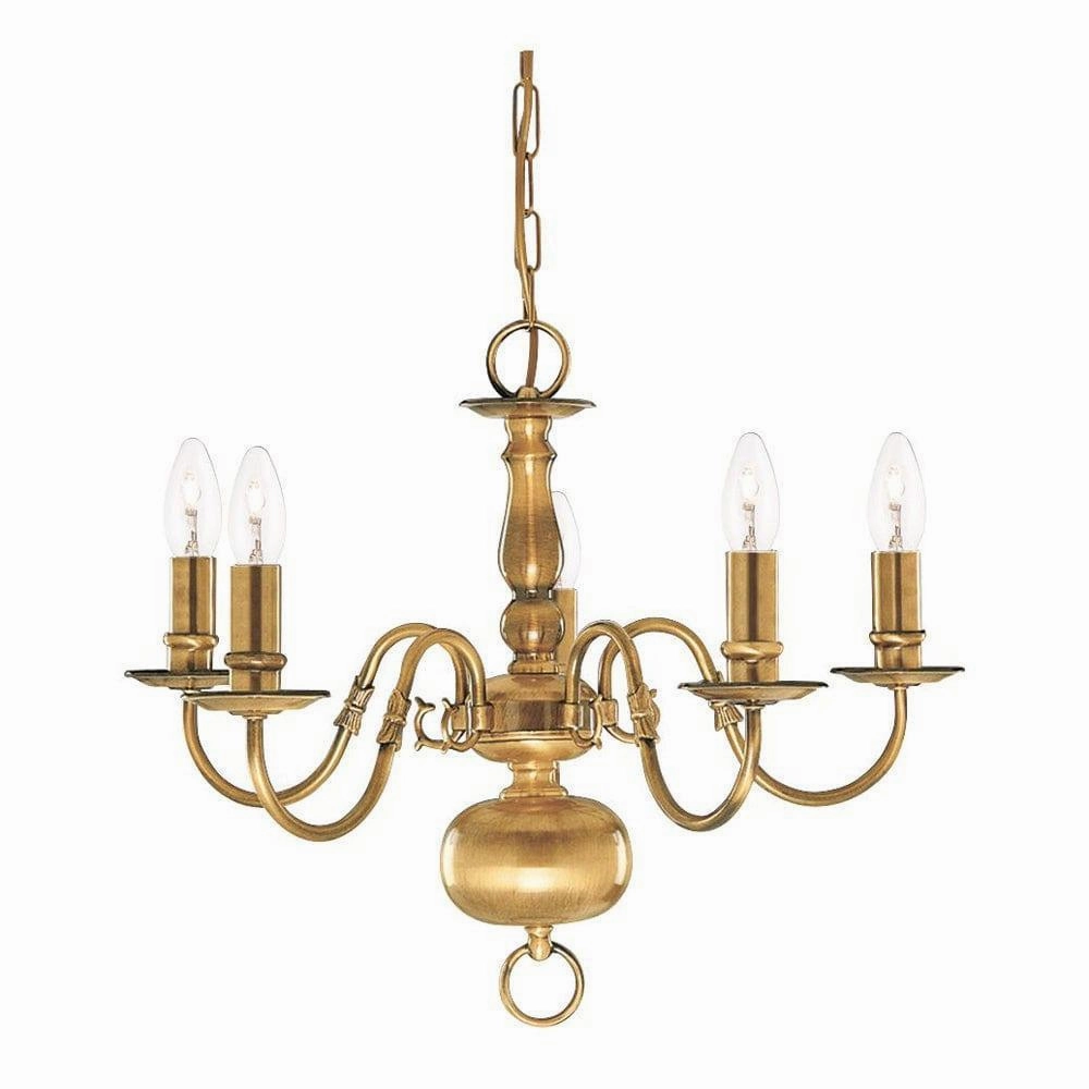 Searchlight Flemish 5 Light Solid Brass Chandelier simple ceiling design light