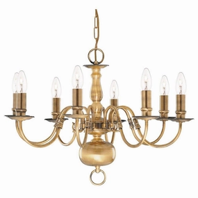Searchlight Flemish 8 Light Solid Brass Chandelier simple ceiling design light