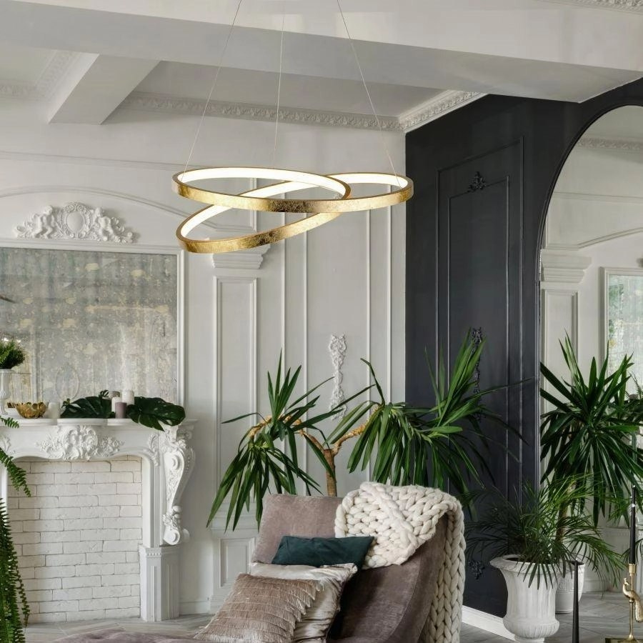 Searchlight Float LED Gold Leaf Ceiling Pendant Light