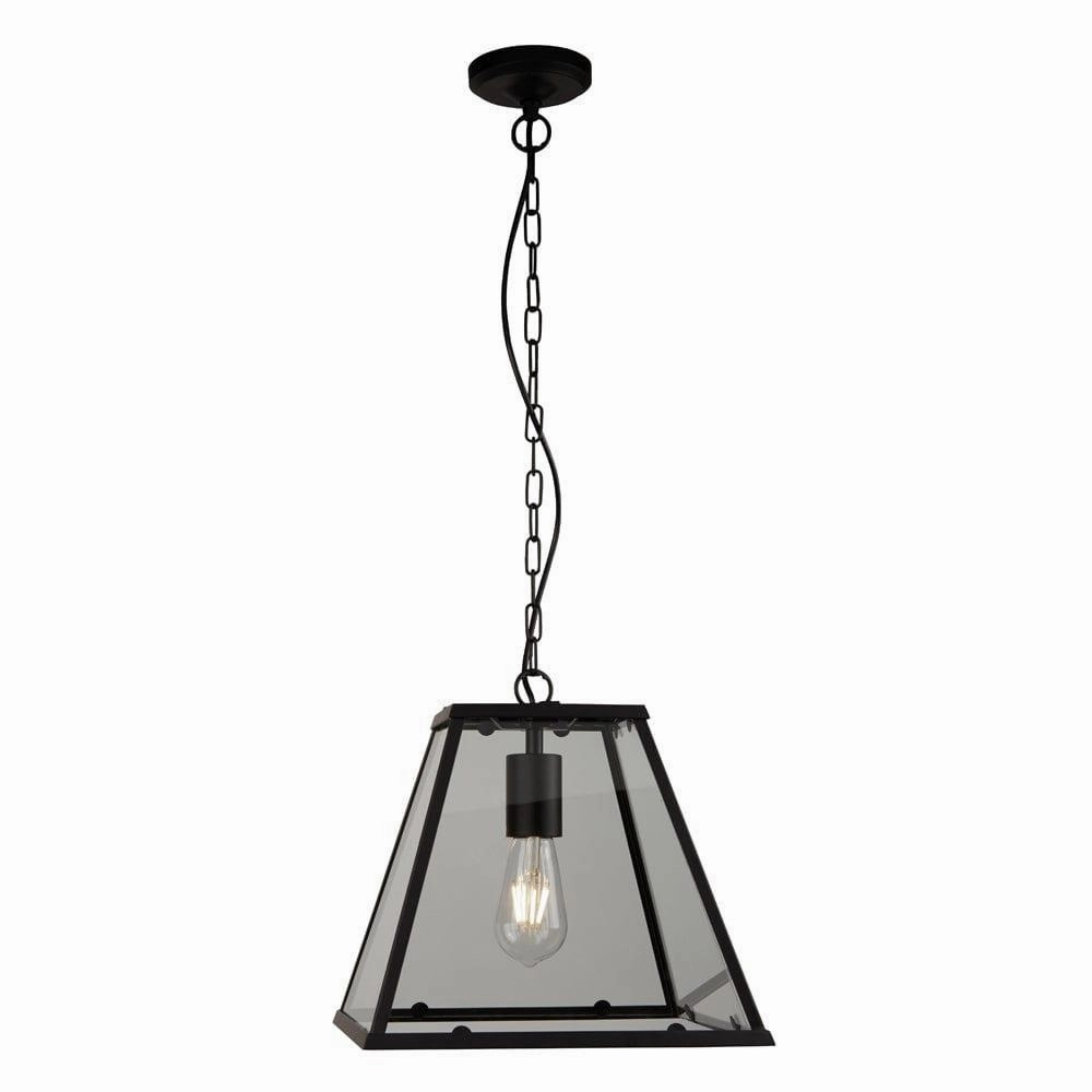 Searchlight Lantern Noir 1 Light Black/Glass Ceiling Pendant minimalist ceiling light