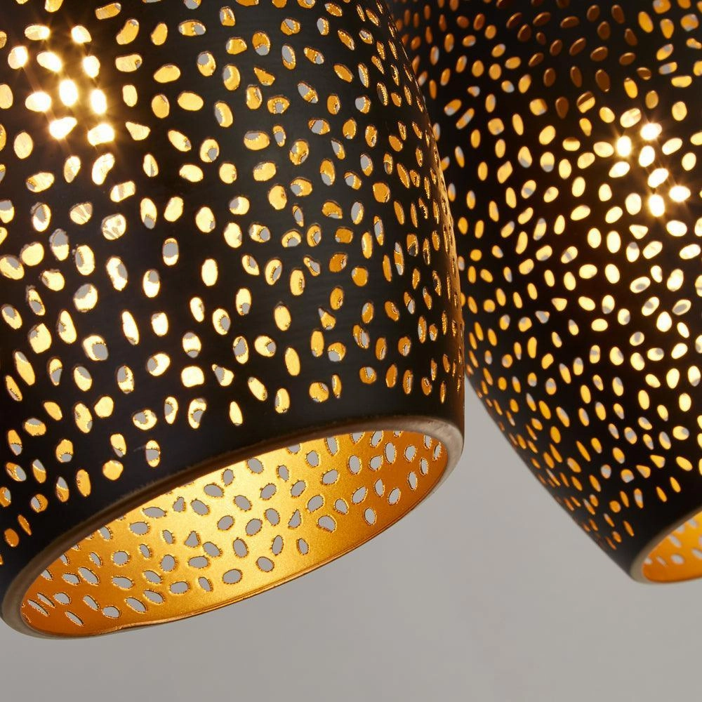 Searchlight Laser 4 Light Black And Gold Ceiling Pendant