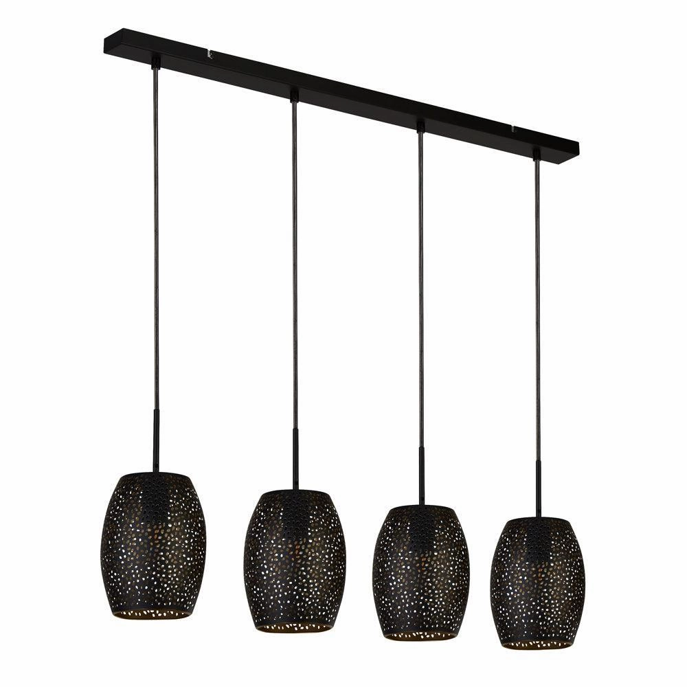 Searchlight Laser 4 Light Black And Gold Ceiling Pendant