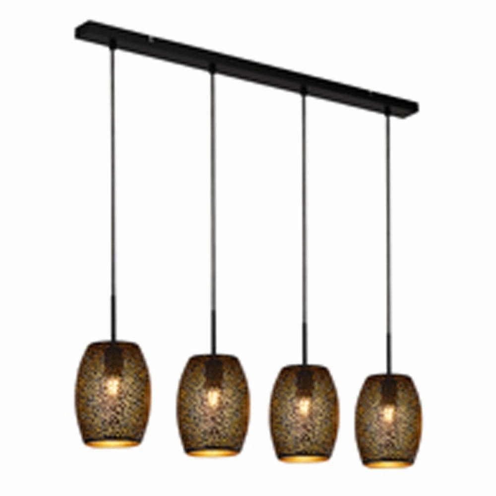 Searchlight Laser 4 Light Black And Gold Ceiling Pendant
