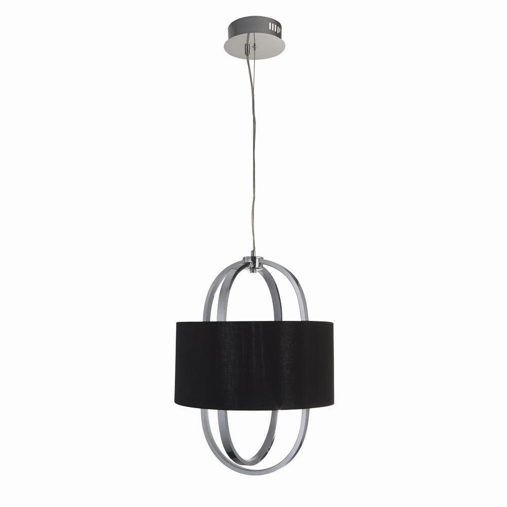 Searchlight Madrid Chrome LED Ceiling Pendant With Black Shade