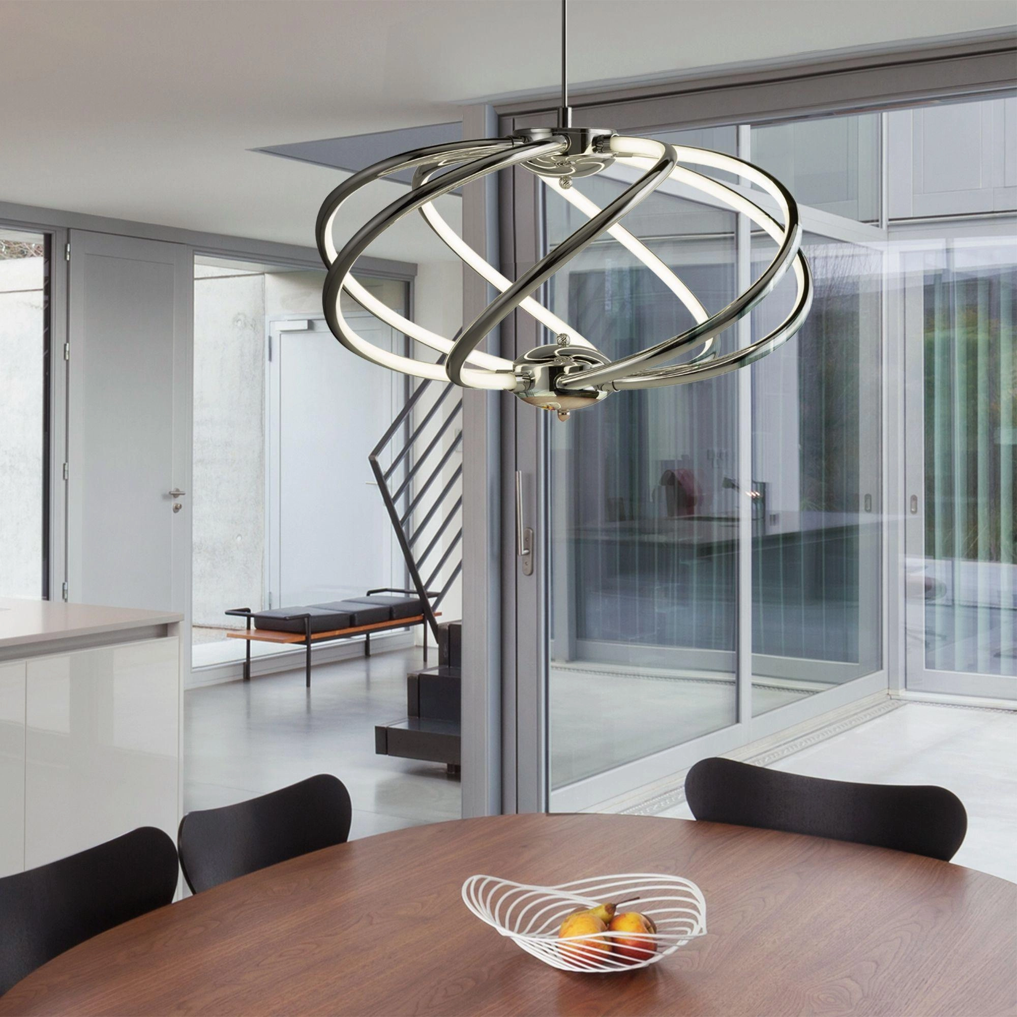 Searchlight Magic 7 Curved Arm LED Chrome Ceiling Pendant