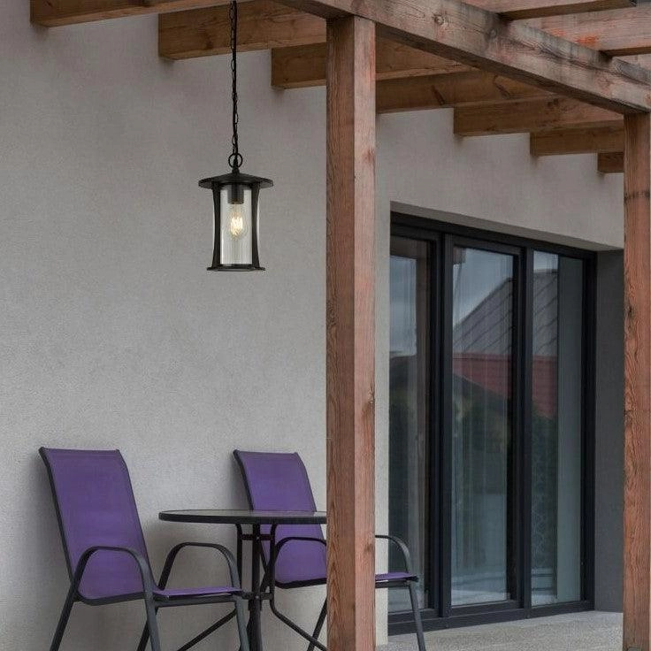Searchlight Pagoda 1 Light Outdoor Black Ceiling Pendant