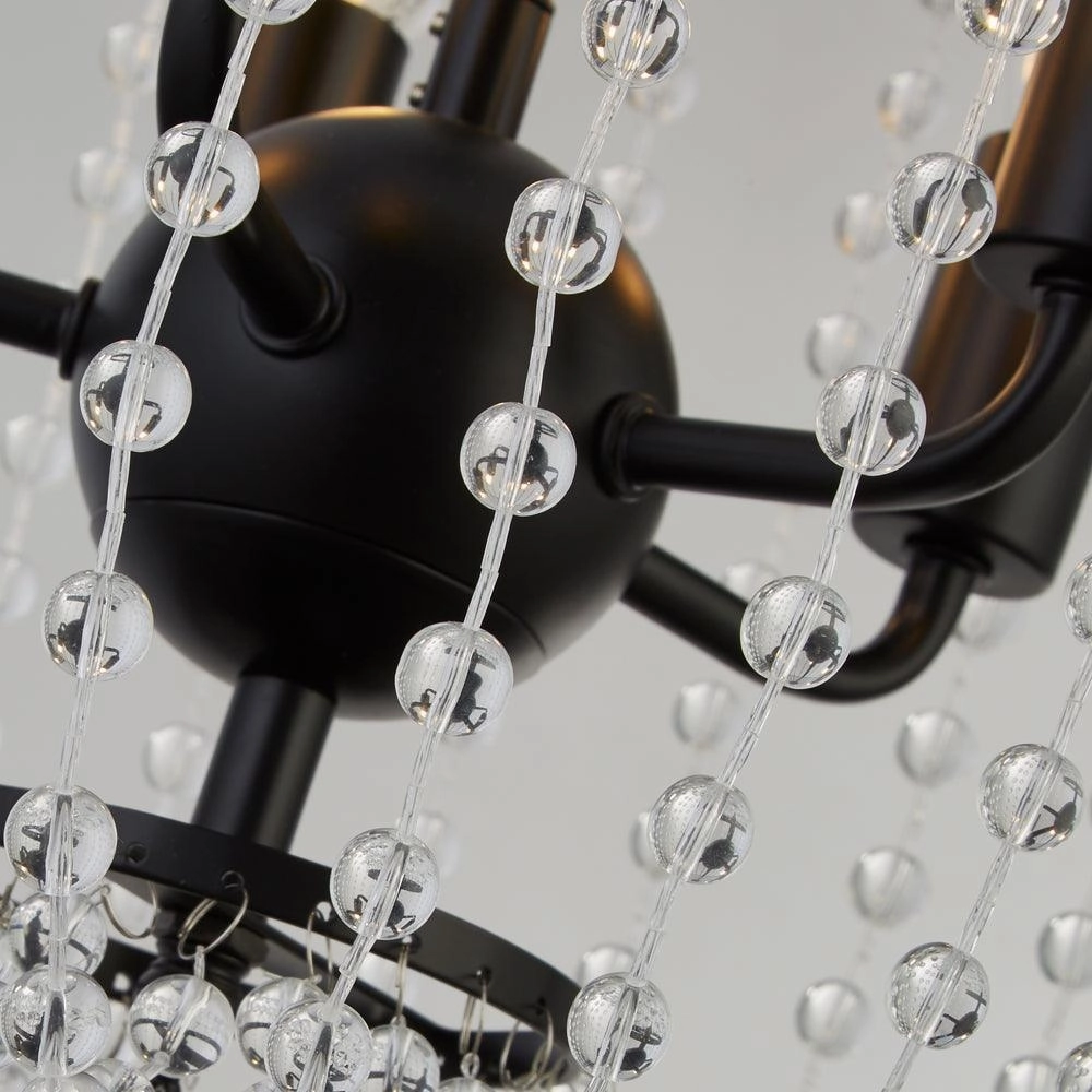 Searchlight Shower 5 Light Black & Crystal Ceiling Pendant