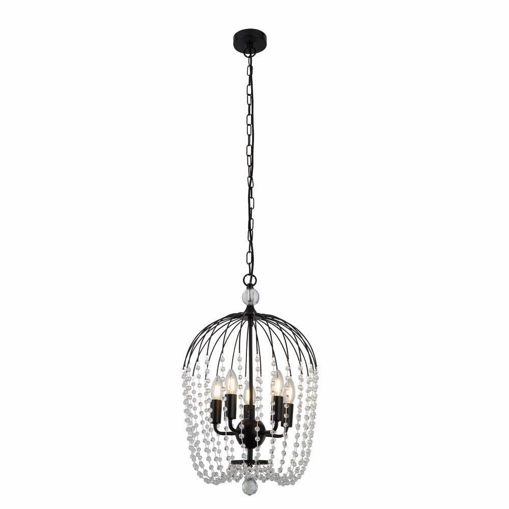 Searchlight Shower 5 Light Black & Crystal Ceiling Pendant minimalist ceiling light
