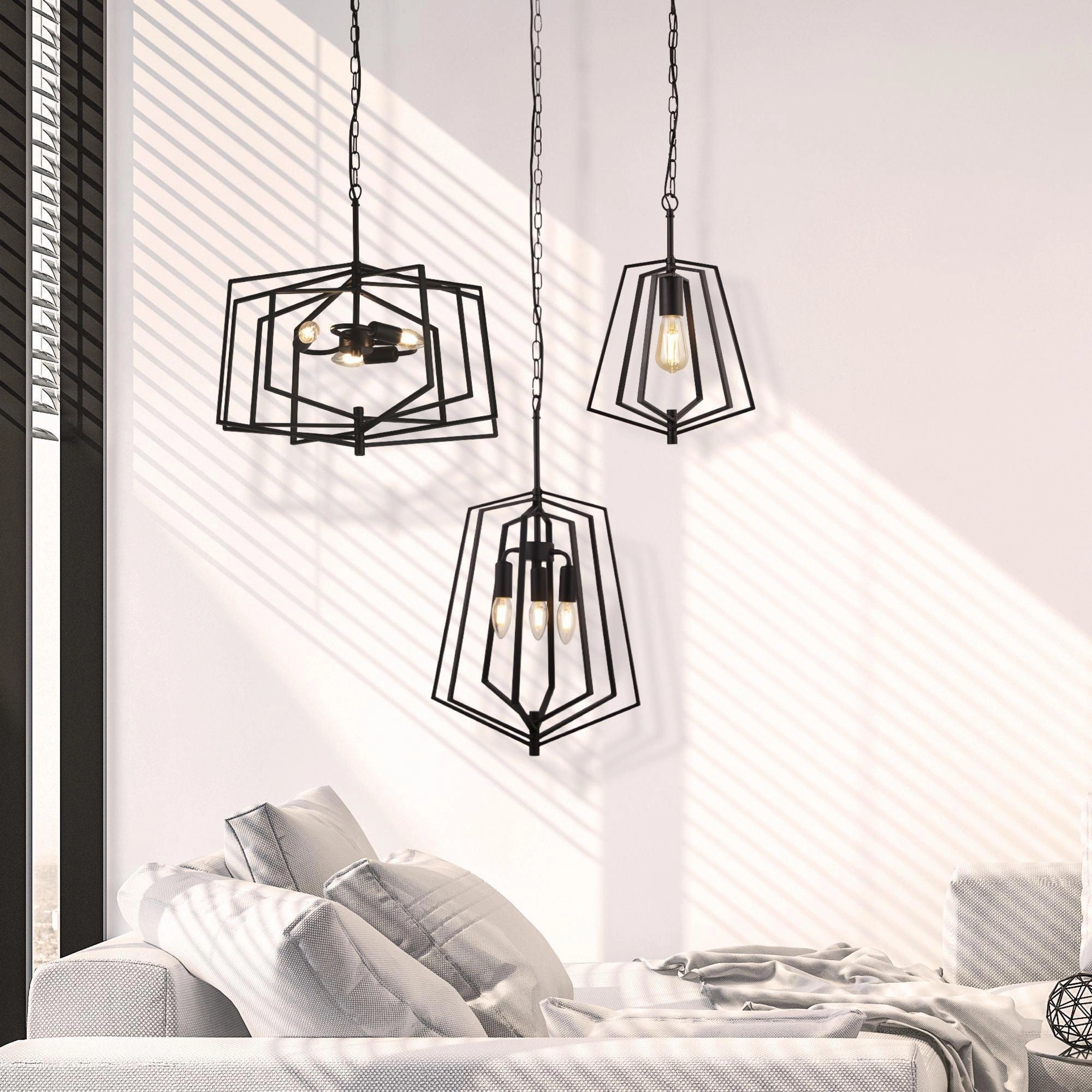 Searchlight Slinky 3 Light Black Adjustable Ceiling Pendant