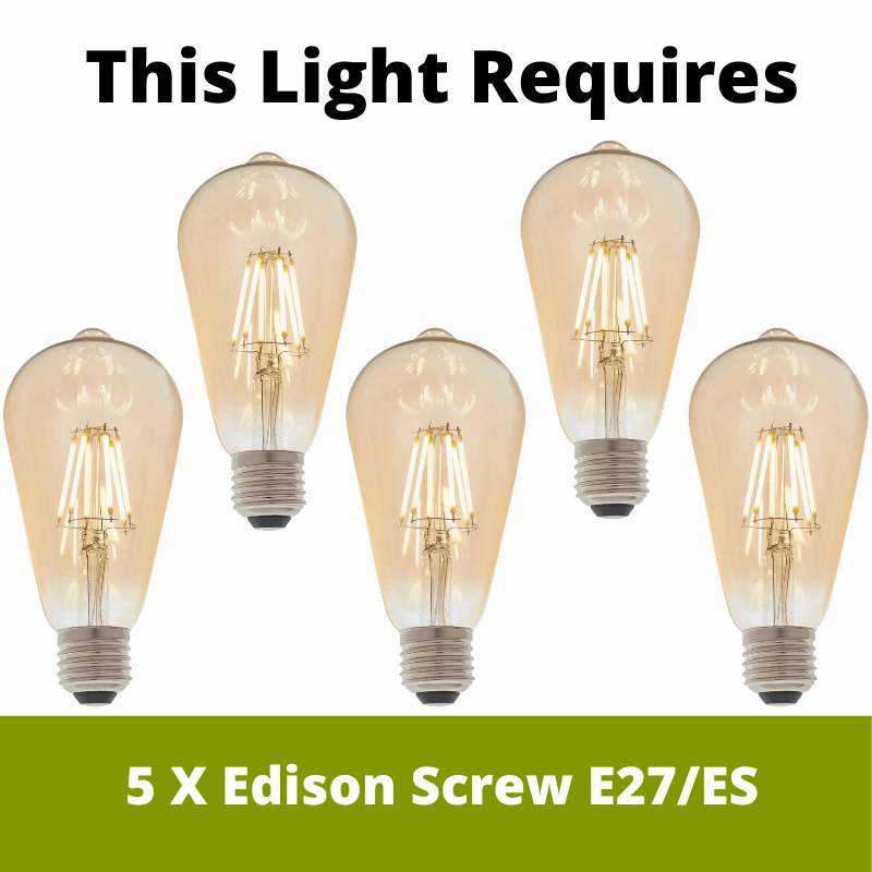 Searchlight Squiggle 5 Light Black Cable Ceiling Pendant