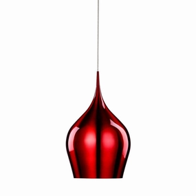 Searchlight Vibrant 1 Light Metal Red Pendant - 26cm modern ceiling lamp