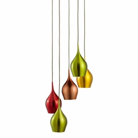 Searchlight Vibrant 5 Light Multi-Drop Coloured Pendants minimalist ceiling light