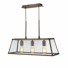 Searchlight Voyager 3 Light Brass & Glass Lantern Bar minimalist ceiling light