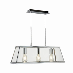 Searchlight Voyager 3 Light Chrome & Glass Lantern Bar minimalist ceiling light