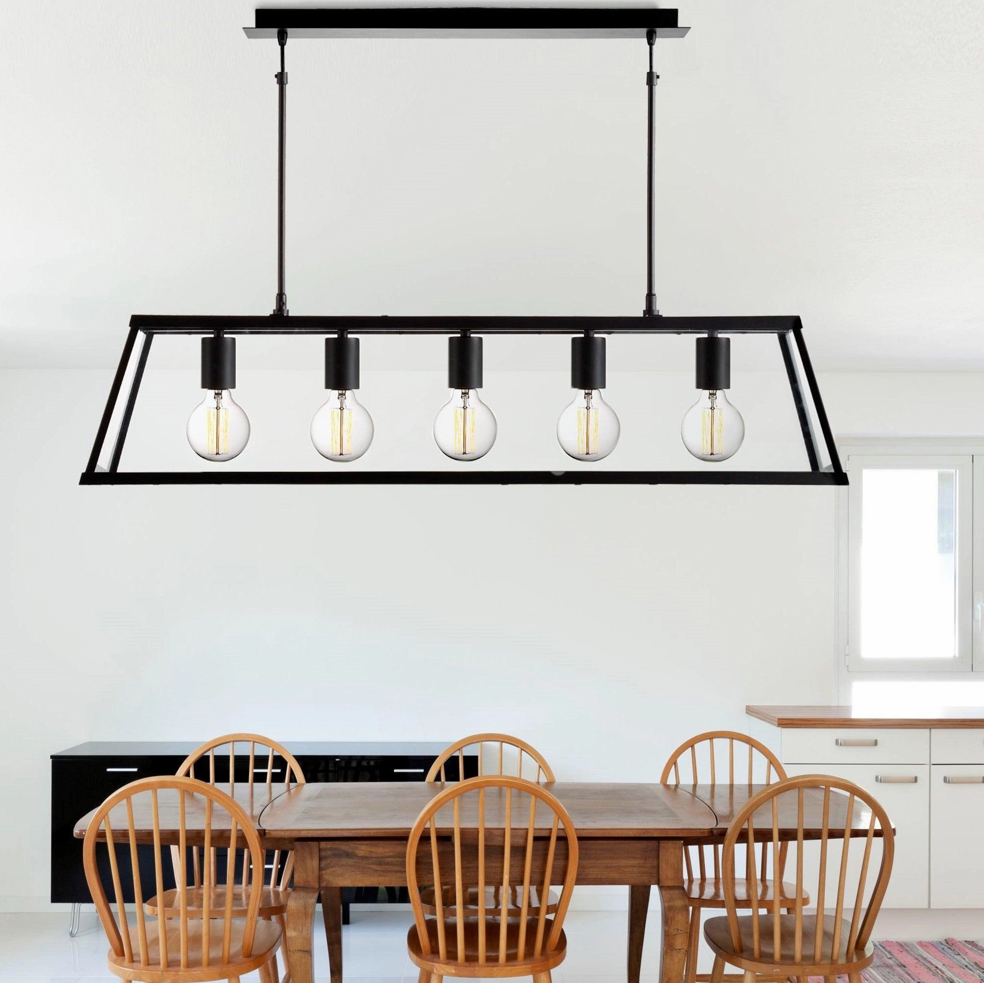 Searchlight Voyager 5 Light Black & Glass Lantern Bar