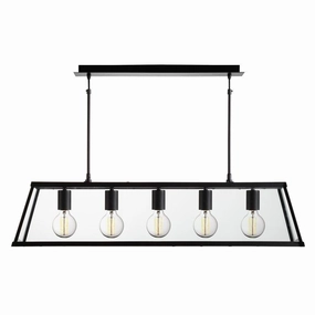Searchlight Voyager 5 Light Black & Glass Lantern Bar modern ceiling lamp