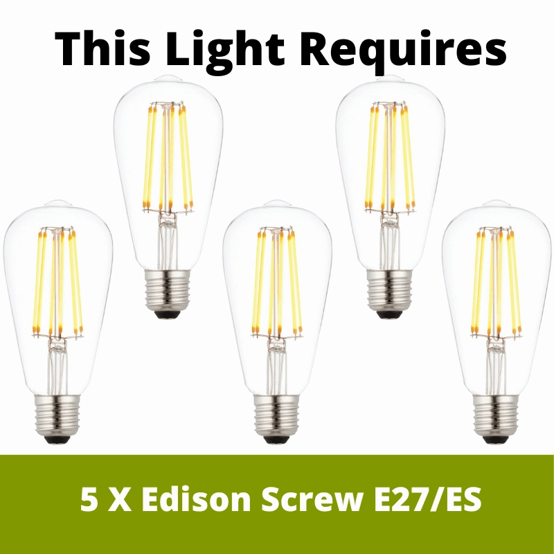 Searchlight Voyager 5 Light Brass & Glass Lantern Bar