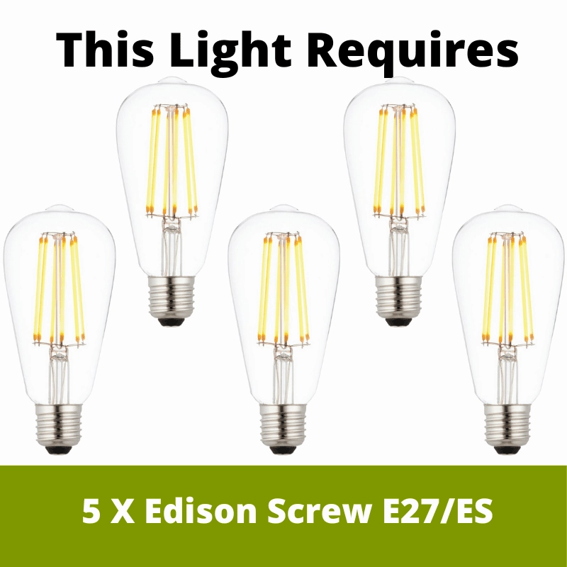 Searchlight Voyager 5 Light Brass & Glass Lantern Bar