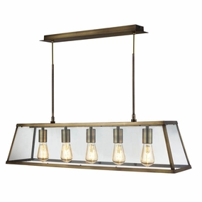 Searchlight Voyager 5 Light Brass & Glass Lantern Bar simple ceiling design light