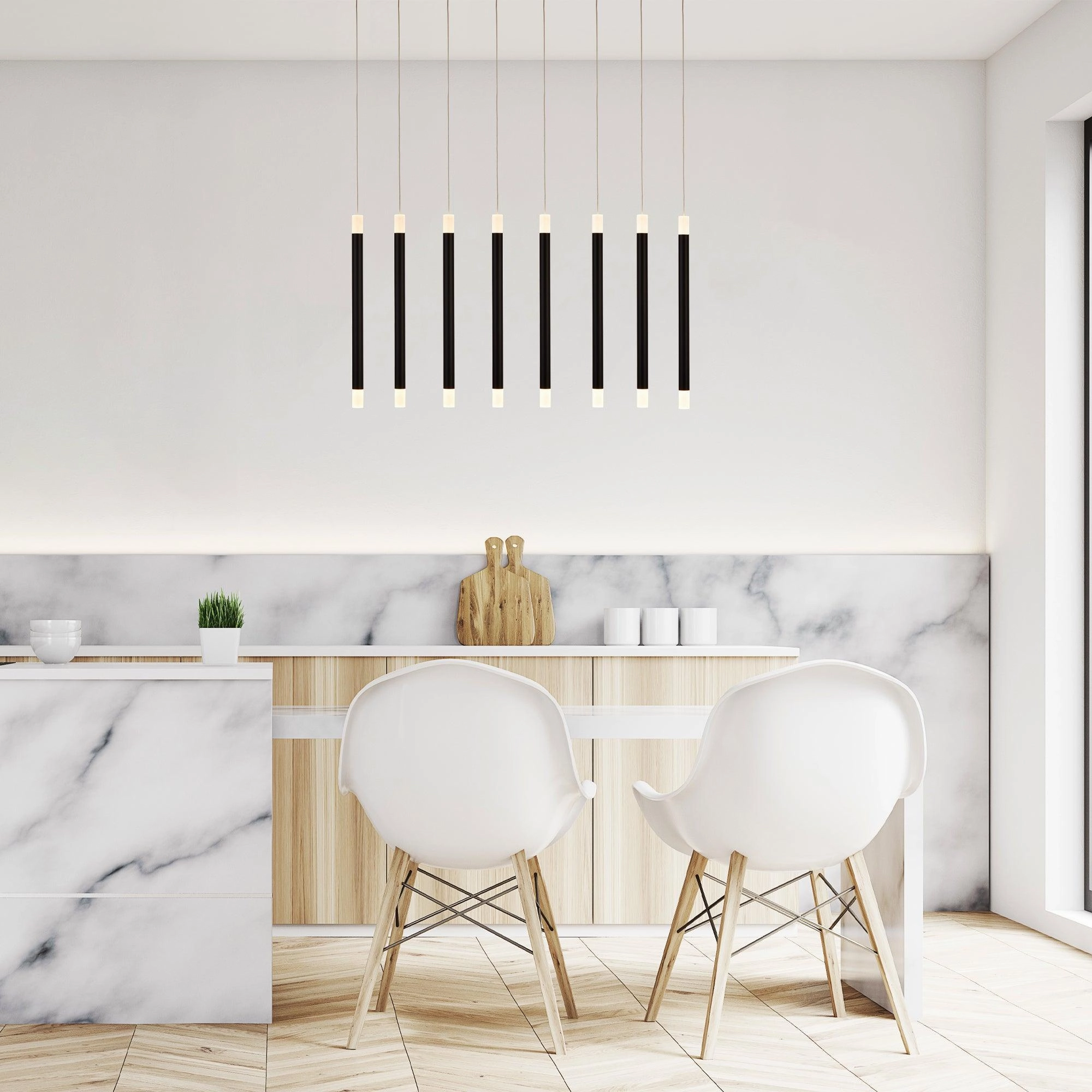 Searchlight Wands 8 Light Black LED Bar Ceiling Pendant