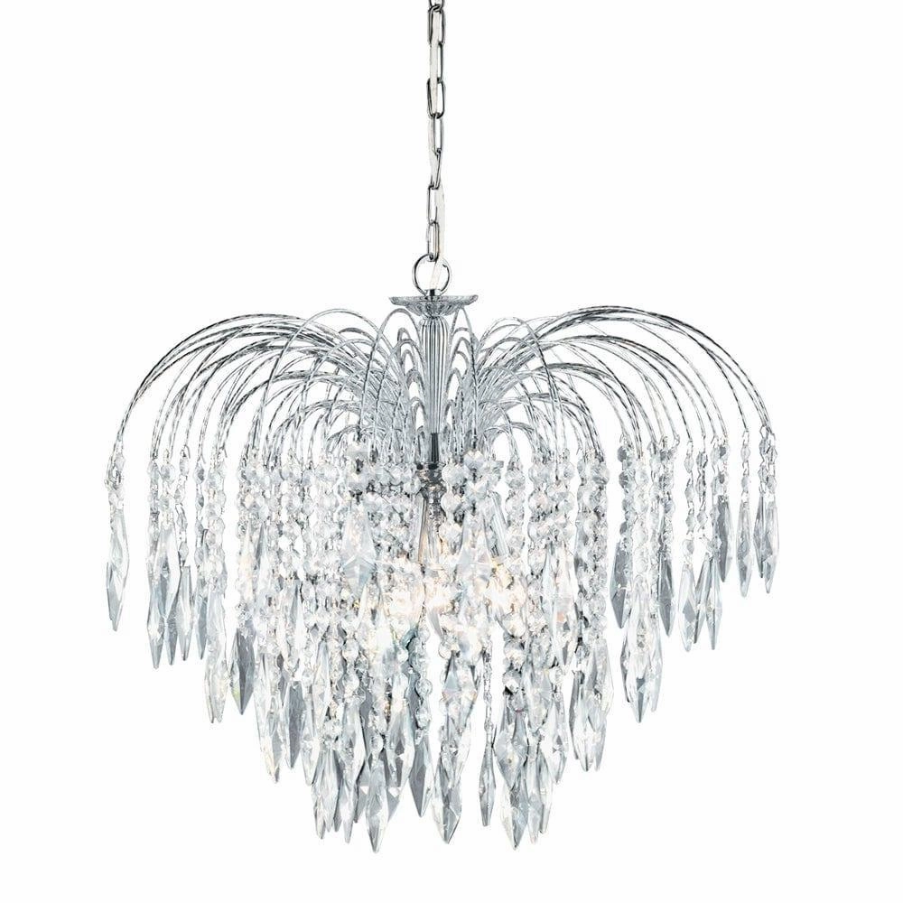 Searchlight Waterfall 5 Light Chrome & Crystal Ceiling Pendant minimalist ceiling light