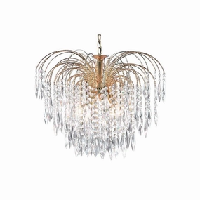 Searchlight Waterfall 5 Light Gold & Crystal Ceiling Pendant minimalist ceiling light