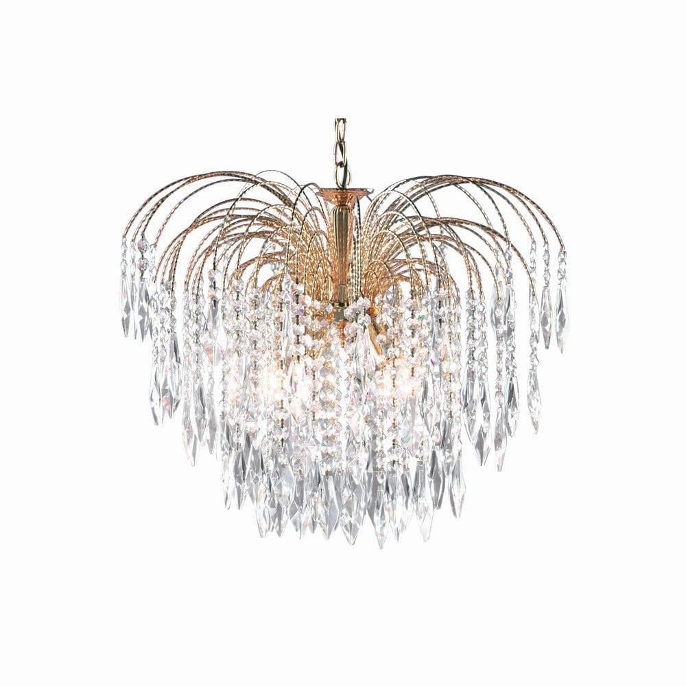 Searchlight Waterfall 5 Light Gold & Crystal Ceiling Pendant minimalist ceiling light