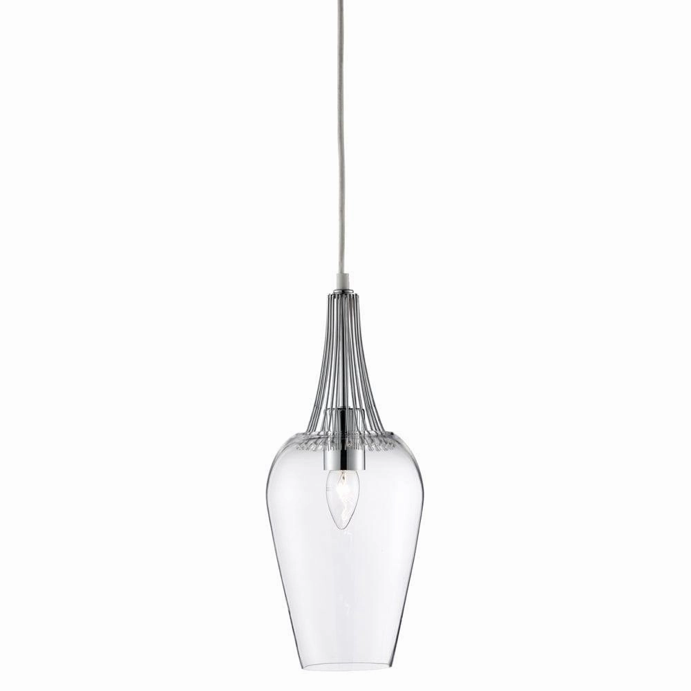 Searchlight Whisk Chrome & Clear Glass Ceiling Pendant minimalist ceiling light