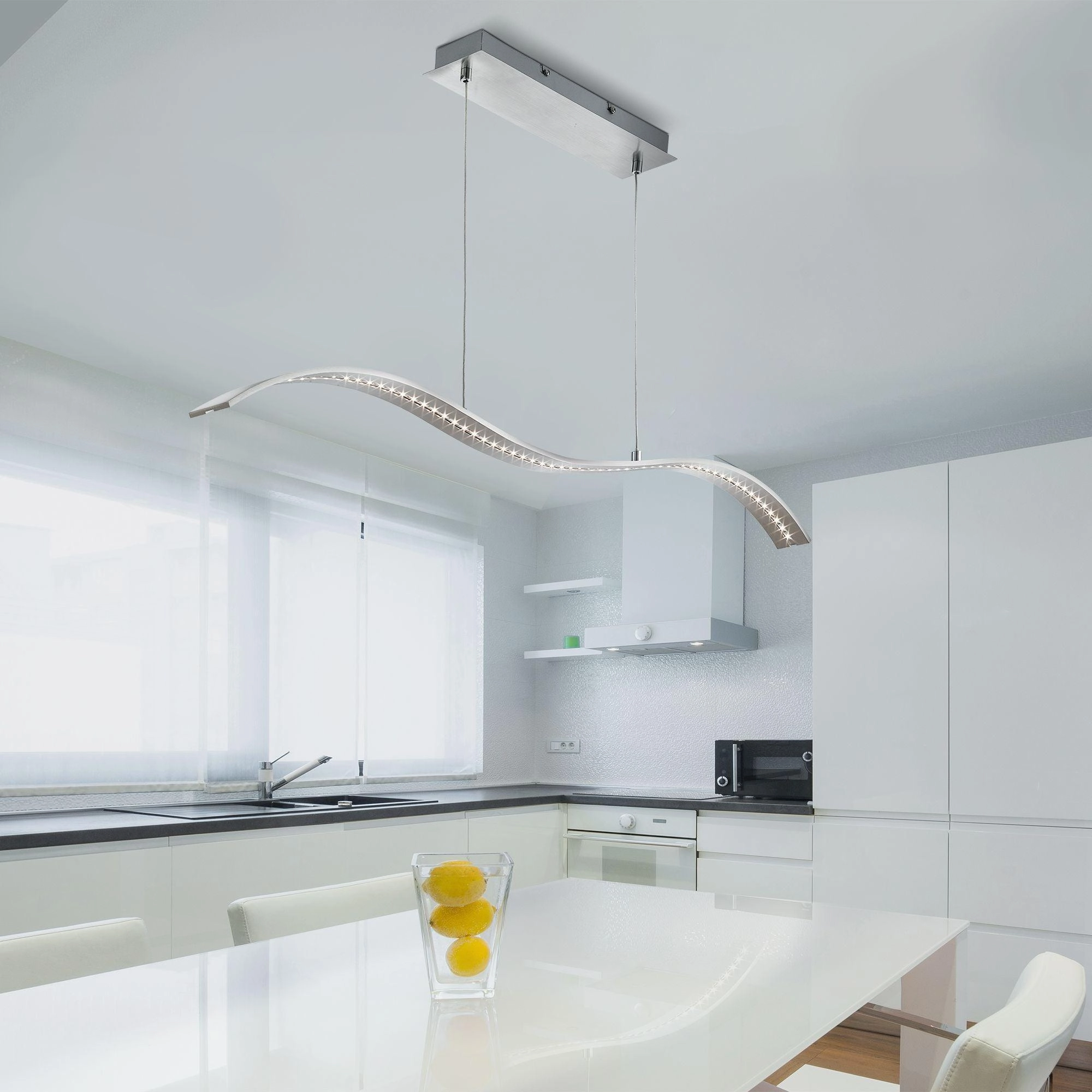 Searchlight Wing LED Silver Wavey Ceiling Pendant Bar