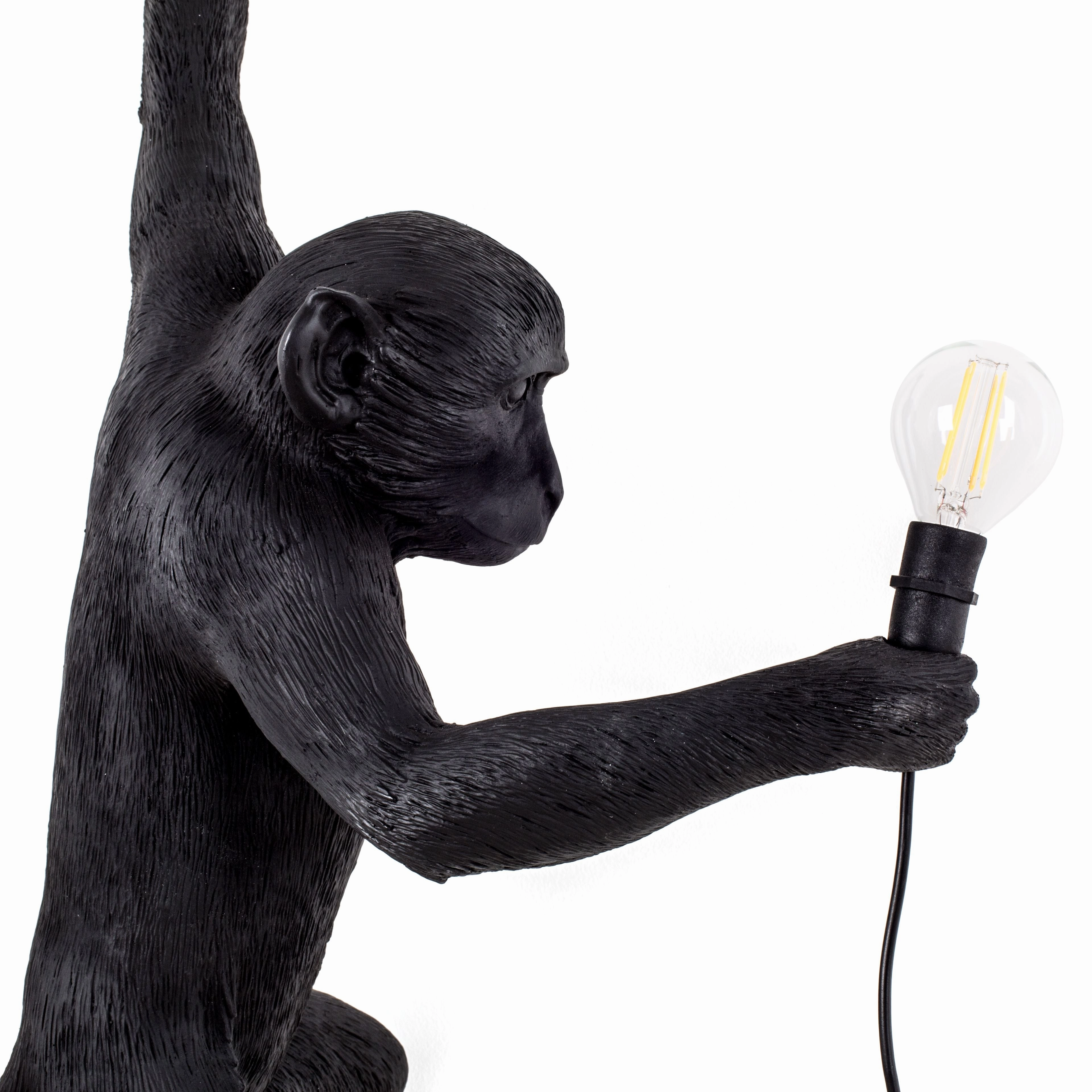 Seletti Monkey Outdoor Lamp Black, Hanging Left Hand