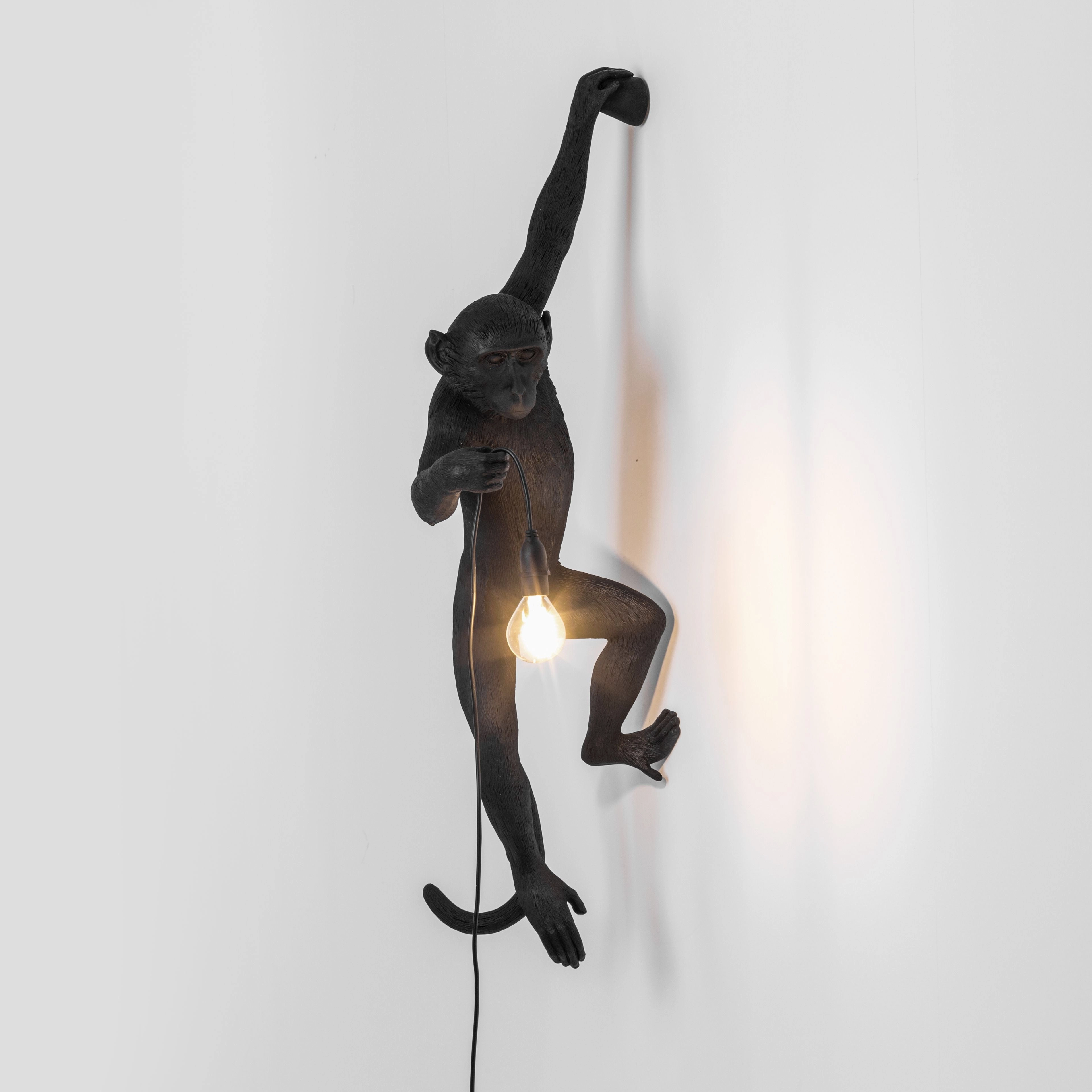 Seletti Monkey Outdoor Lamp Black, Hanging Left Hand