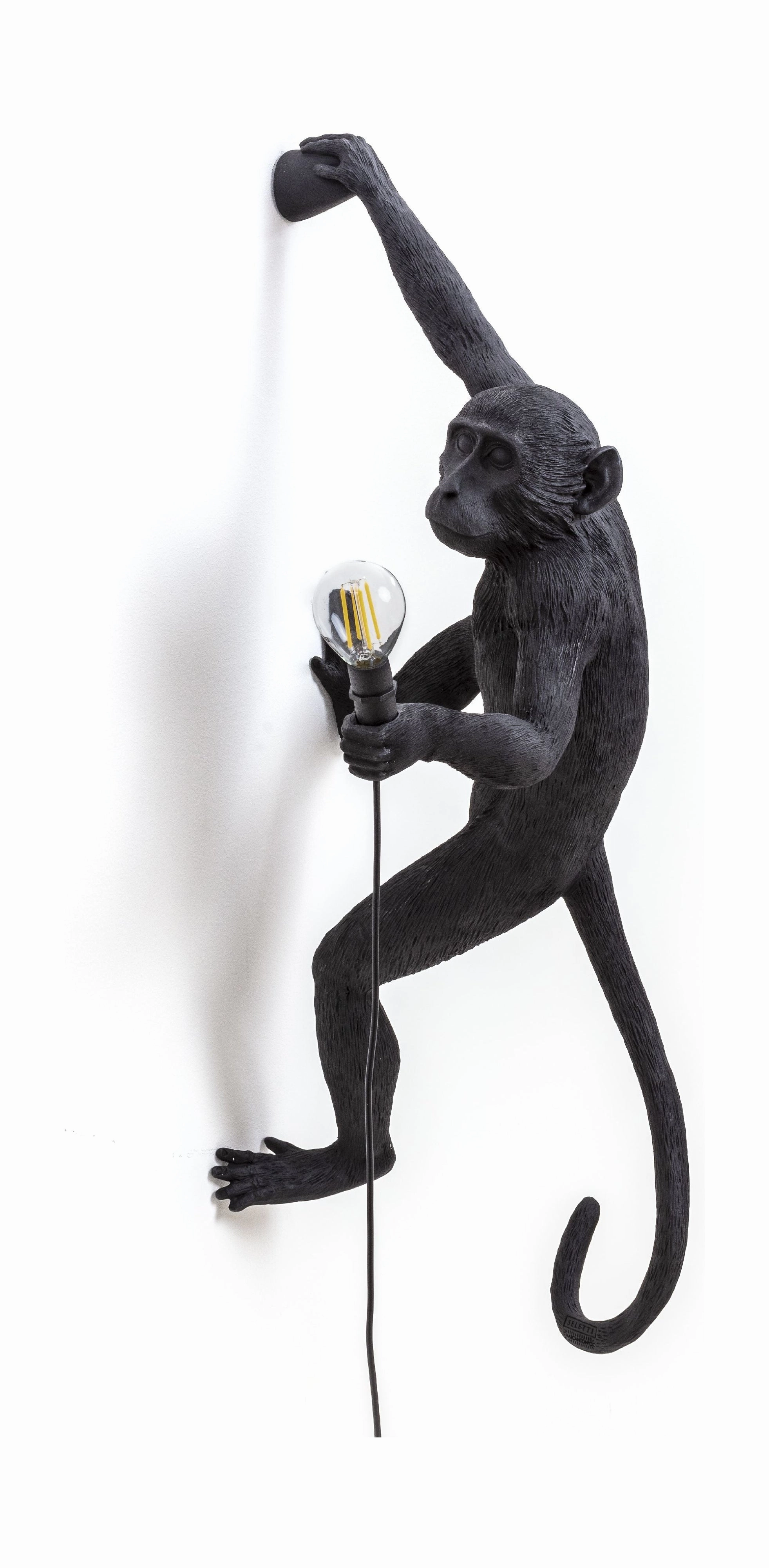 Seletti Monkey Outdoor Lamp Black, Hanging Right Hand ambient lighting fixture