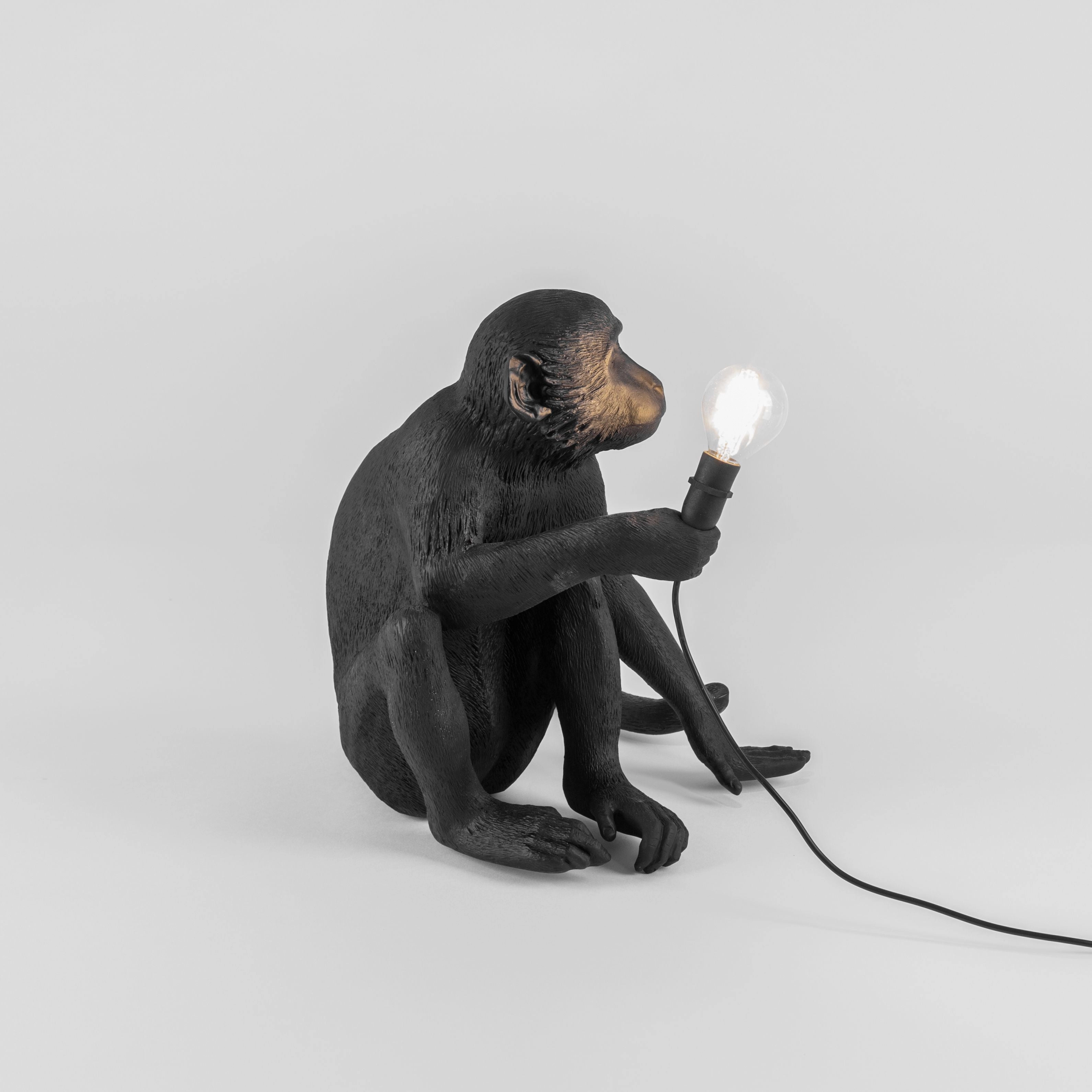 Seletti Monkey Outdoor Lamp Black, Sitting