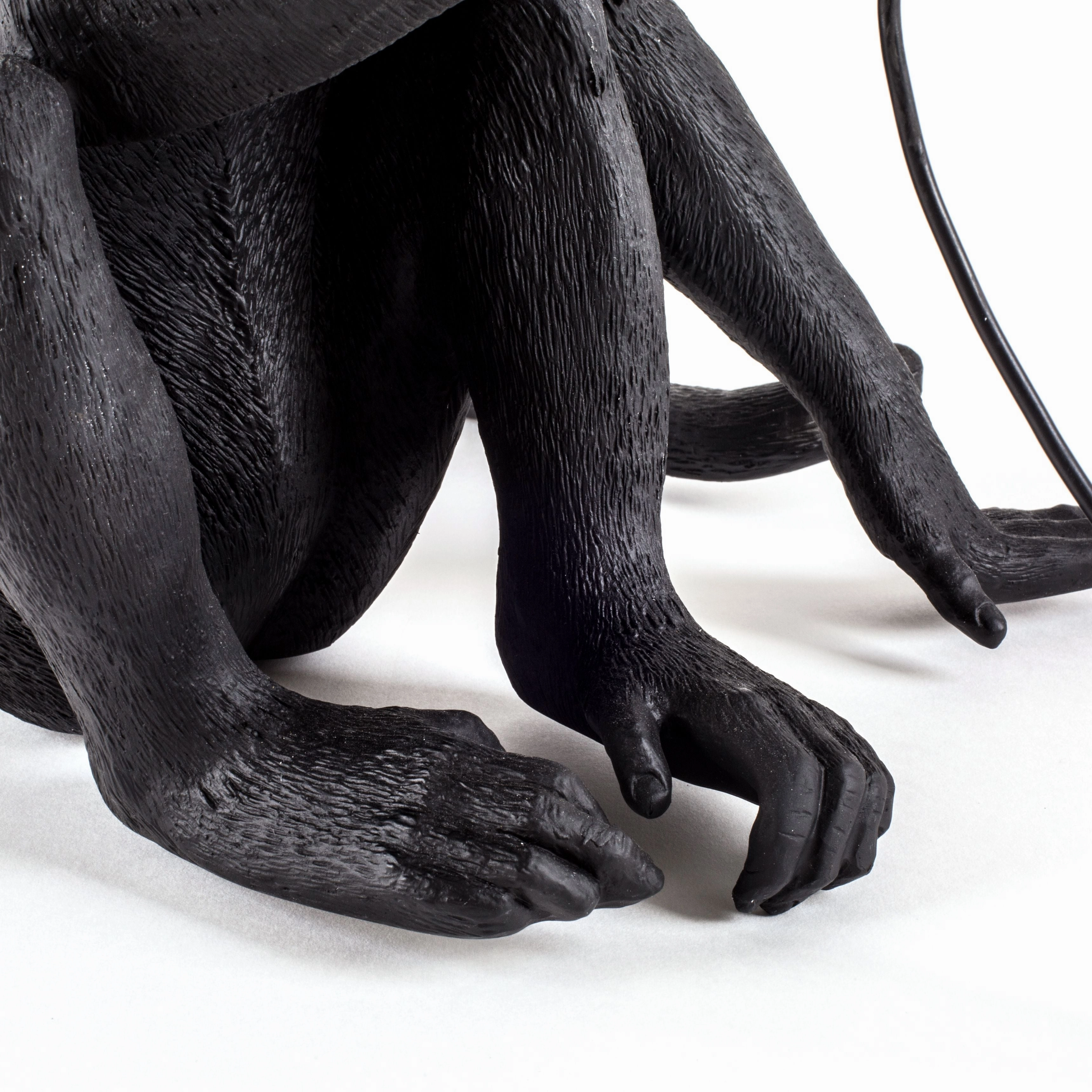 Seletti Monkey Outdoor Lamp Black, Sitting