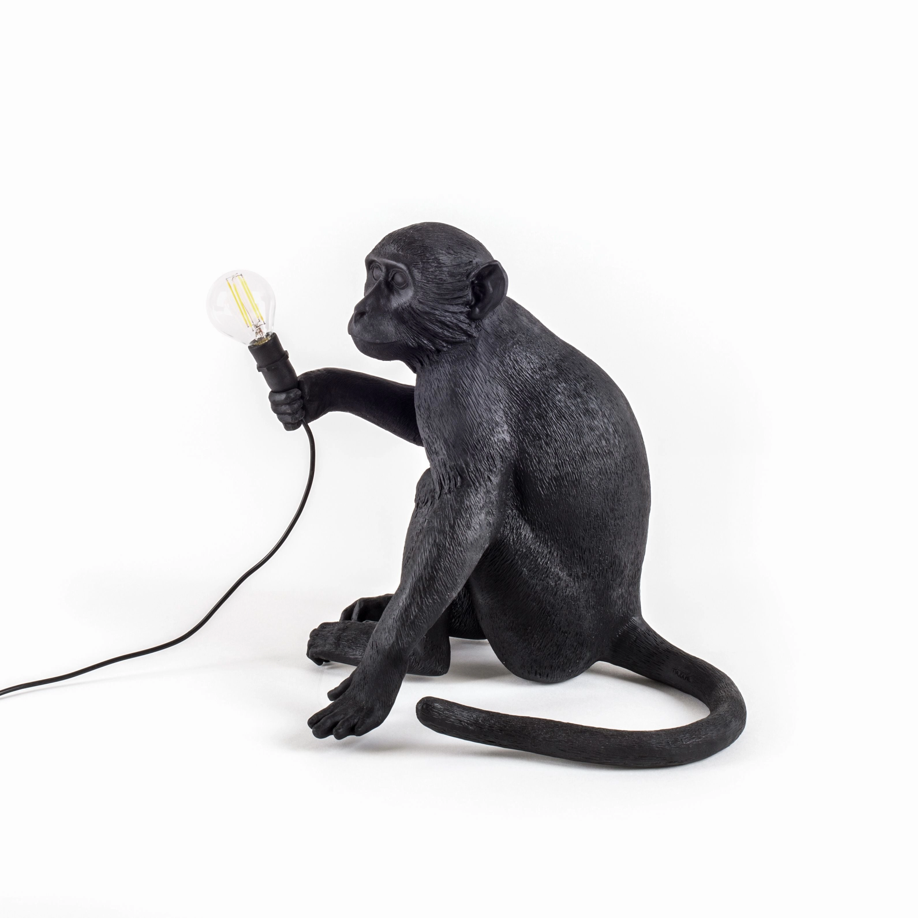 Seletti Monkey Outdoor Lamp Black, Sitting