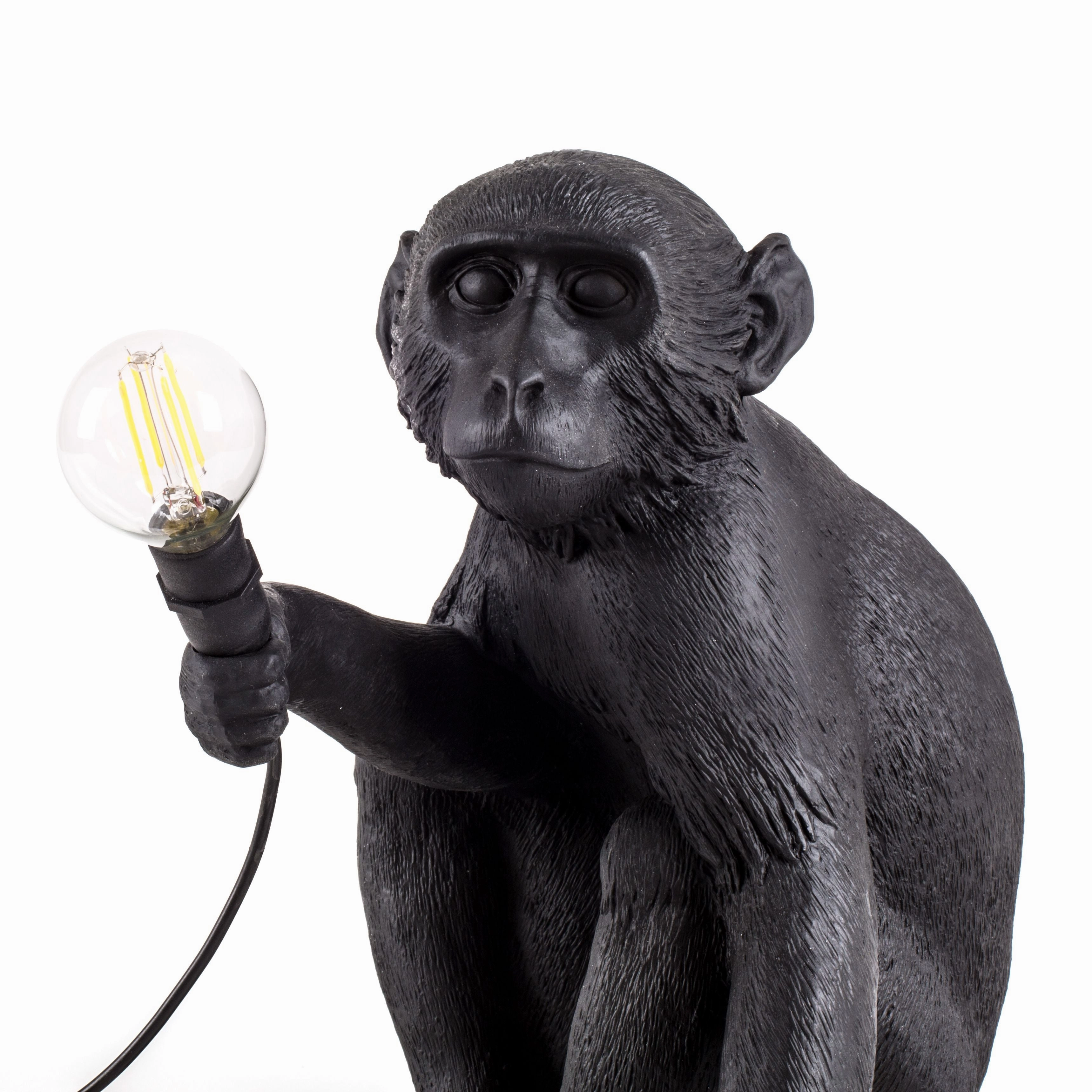 Seletti Monkey Outdoor Lamp Black, Sitting