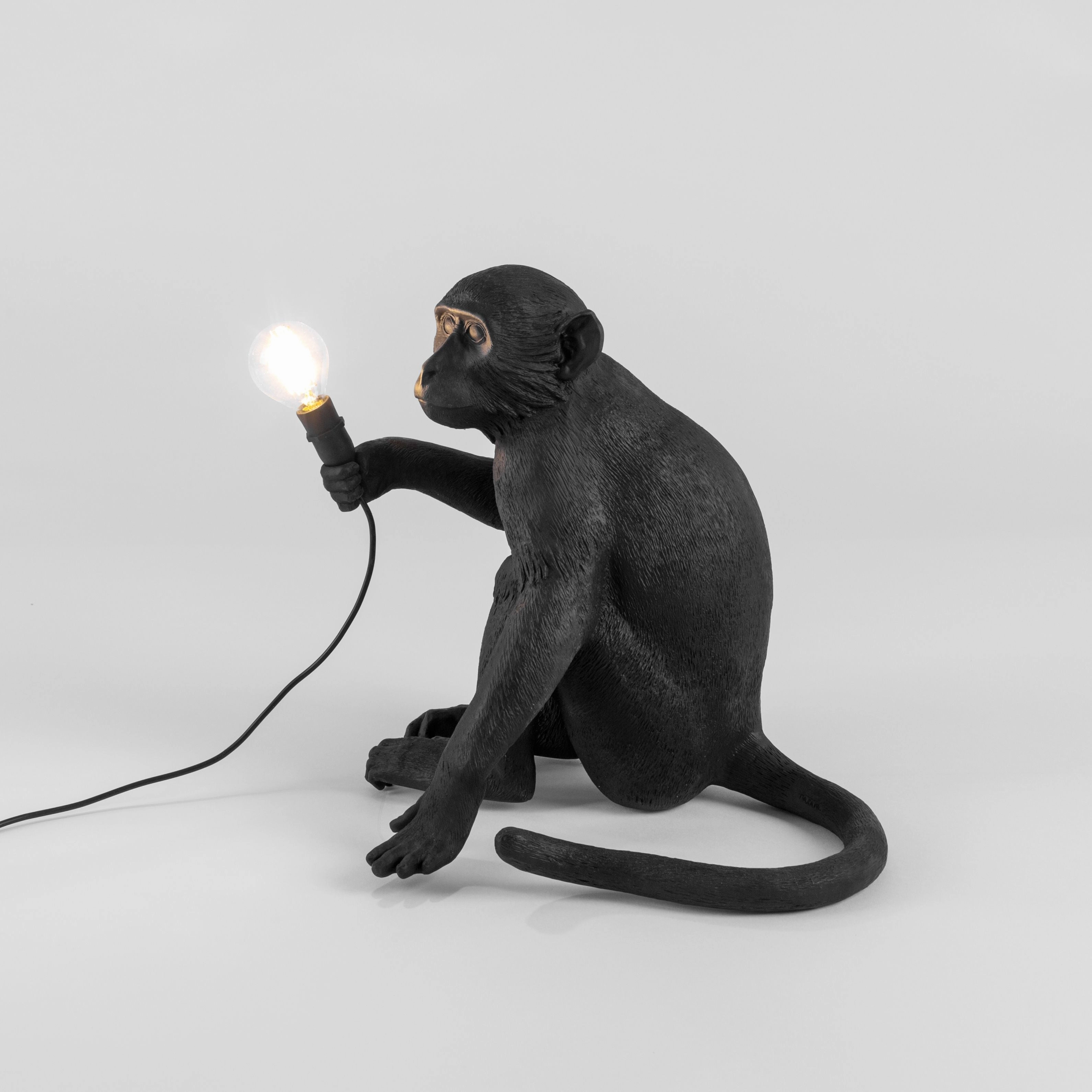 Seletti Monkey Outdoor Lamp Black, Sitting
