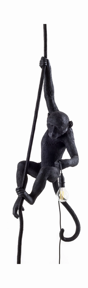 Seletti Monkey Outdoor Lamp Black, With Rope ambient lighting fixture