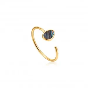 Shiny Gold Tidal Abalone Adjustable Ring R027-02G Ania Haie Jewellery