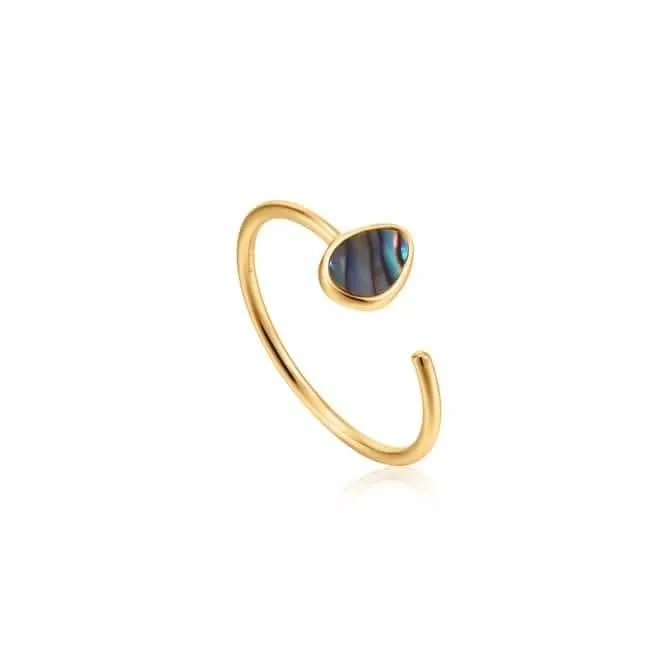 Shiny Gold Tidal Abalone Adjustable Ring R027-02G Ania Haie Jewellery