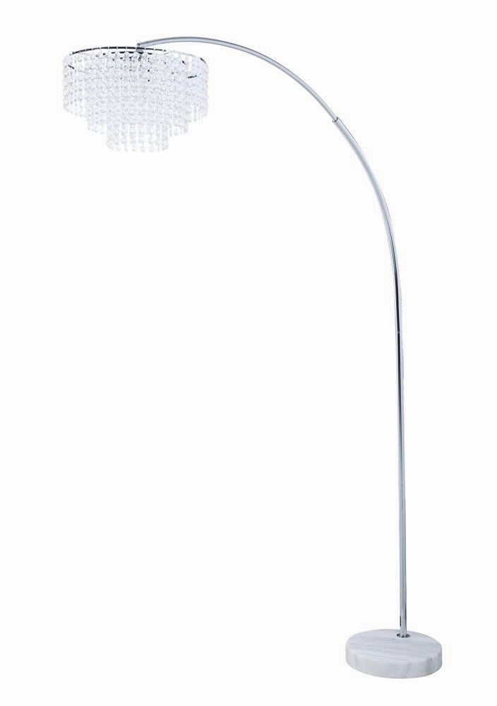 Shirley Marble Base Floor Lamp Chrome and Crystal mini decorative bulb