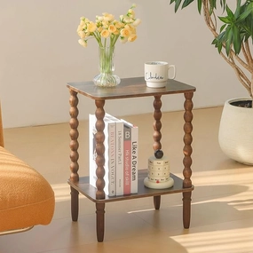 Side Table, Small End Table with Storage Shelf, 2-Tier Small Coffee Tables Living Room for Bedroom, Narrow Spaces (Rustic Brown) Louis Poulsen chandelier