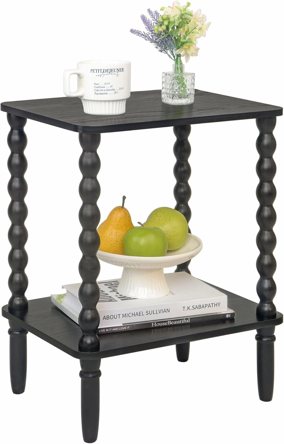 Side Table, Small End Table with Storage Shelf, 2-Tier Small Coffee Tables Living Room for Bedroom, Narrow Spaces (Rustic Brown)