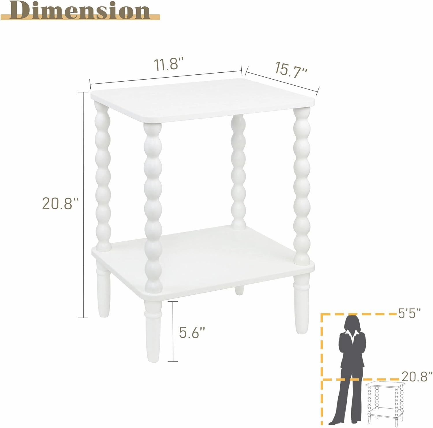 Side Table, Small End Table with Storage Shelf, 2-Tier Small Coffee Tables Living Room for Bedroom, Narrow Spaces (Rustic Brown)