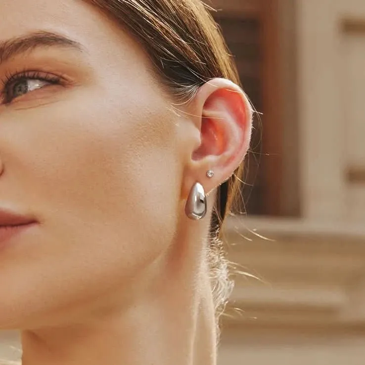Silver Bold Dome Hoop Earrings E062-09H Ania Haie Jewellery