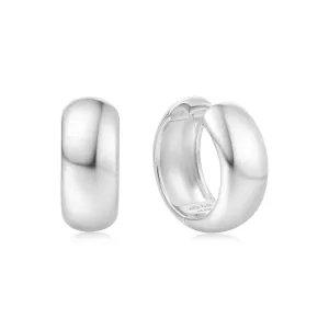 Silver Chubby Medium Huggie Hoop Earrings E064-06H Ania Haie Jewellery