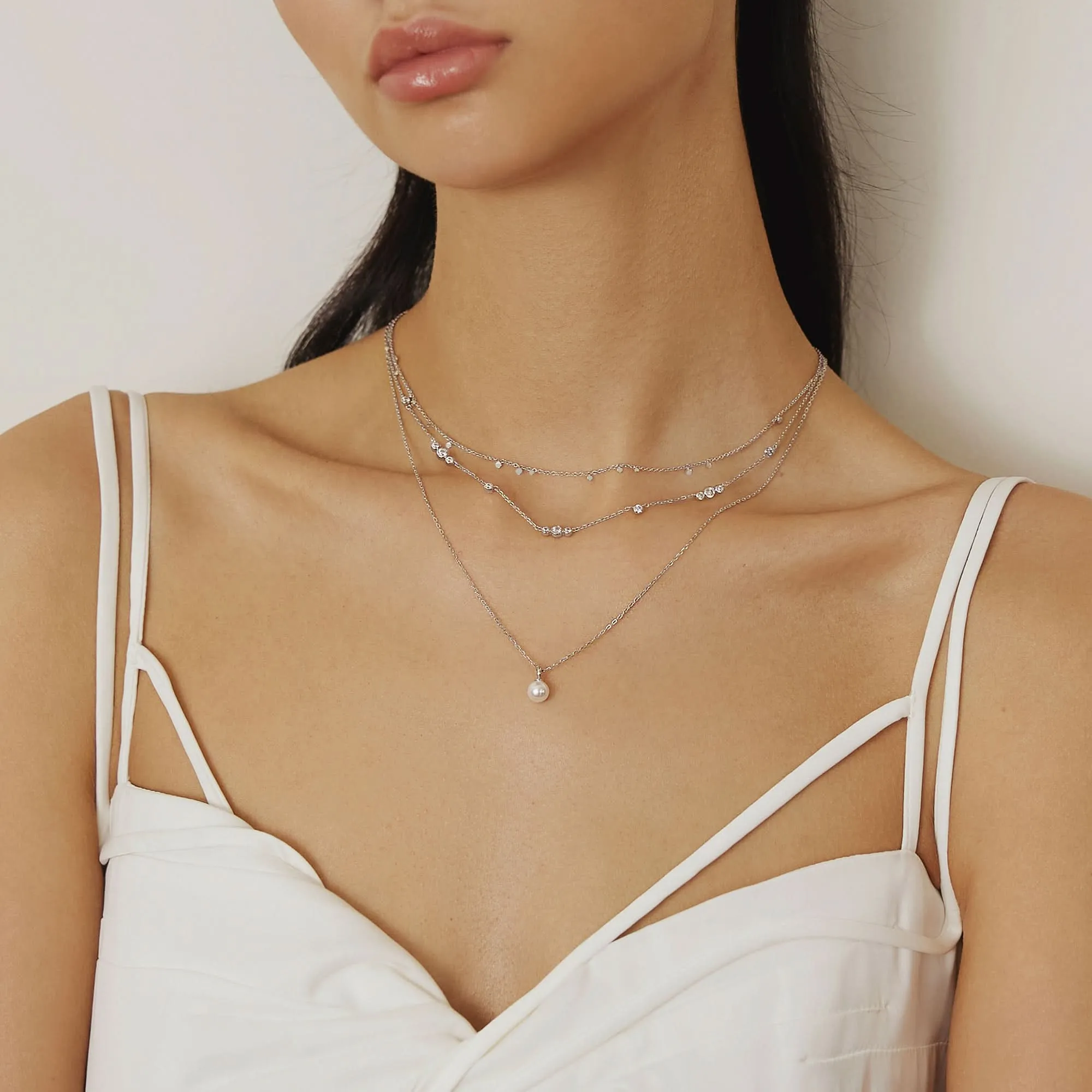 Silver Disc Station Necklace N063-01H Ania Haie Jewellery