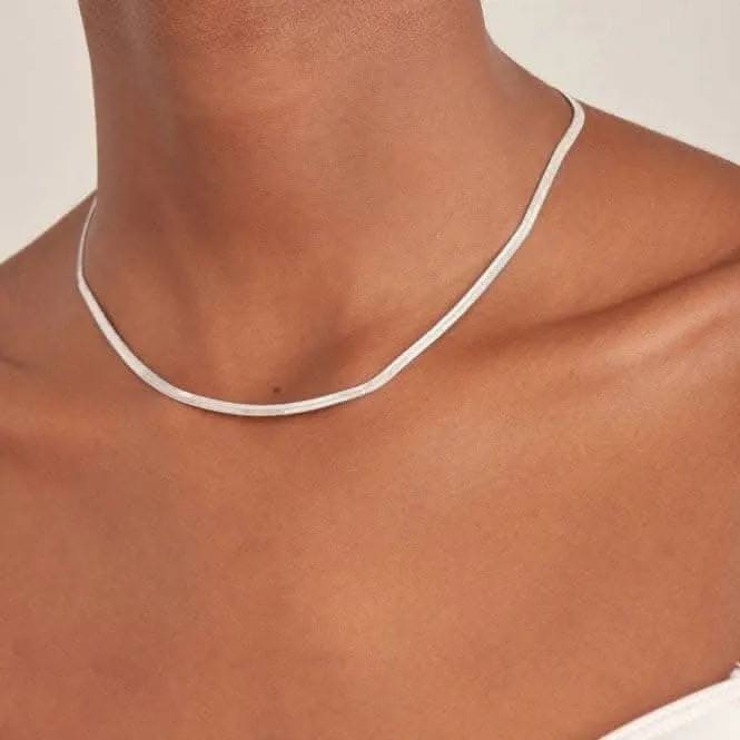 Silver Flat Snake Chain Necklace N046-01H Ania Haie Jewellery