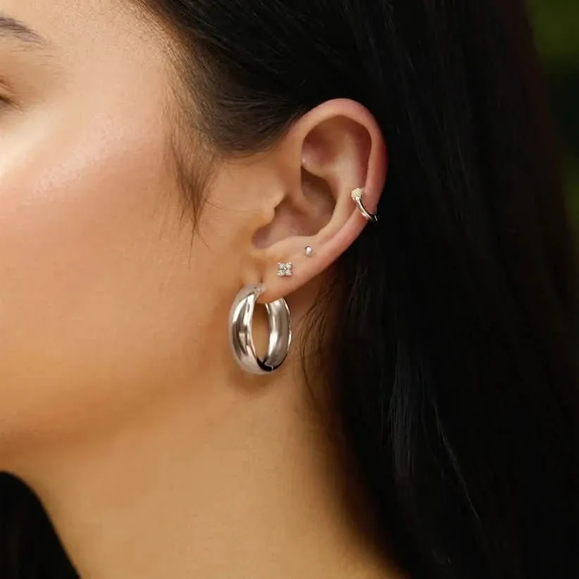 Silver Four-Petal Stud Earrings E064-01H Ania Haie Jewellery